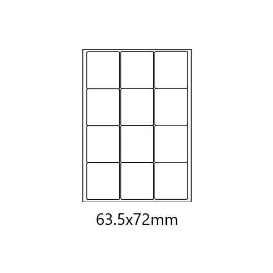 Etiquette en planche 63,5 x 72 mm - Réf : 0167