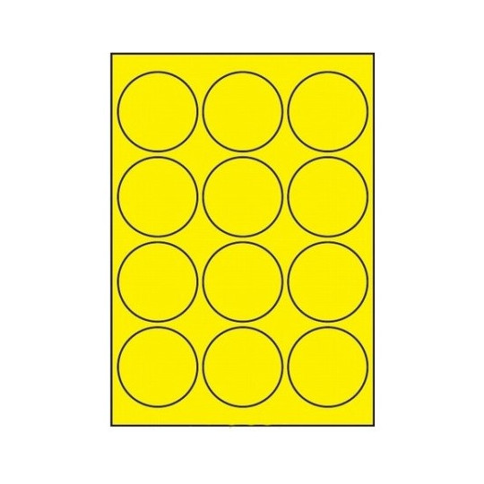 Etiquette en planche jaune ronde diamètre 63,5 mm Lot De 10 Boîtes - Réf : 0223X10