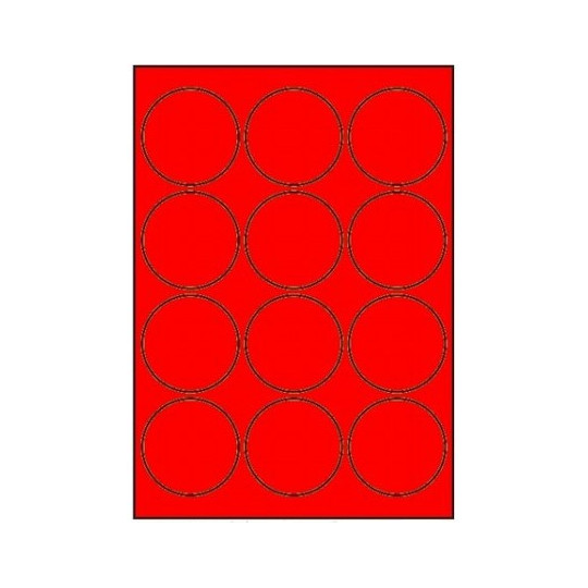 Etiquette en planche rouge ronde diamètre 63,5 mm Lot De 10 Boîtes - Réf : 3397