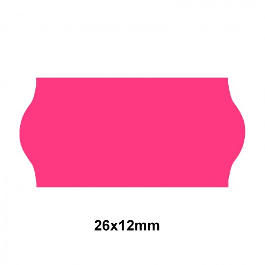 Etiquette adhésif permanent rose fluo pour pince Sato SAMARK/KENDO 26 EP26F-006  26x12mm