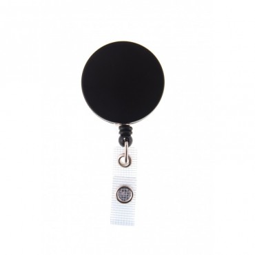 Enrouleur attache badge métal noir lanière renforcée IDS92 x100 1460006 Enrouleur attache badge métal noir lanière renforcée IDS92 x100 1460006