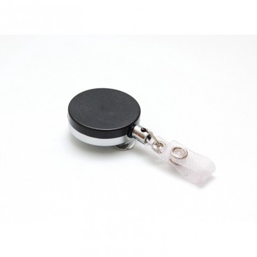 Enrouleur attache badge métal noir lanière renforcée IDS92 x100 1460006 Enrouleur attache badge métal noir lanière renforcée IDS92 x100 1460006